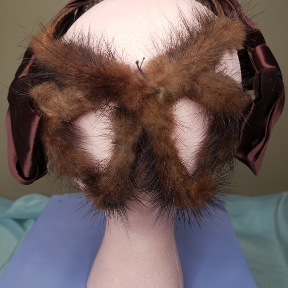 Vintage bow & faux fur headband - Picture 2 of 6